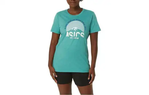 ASICS ADVENTURE CREW T Shirts Women's Blue Crew Neck Moderate Straight Fit