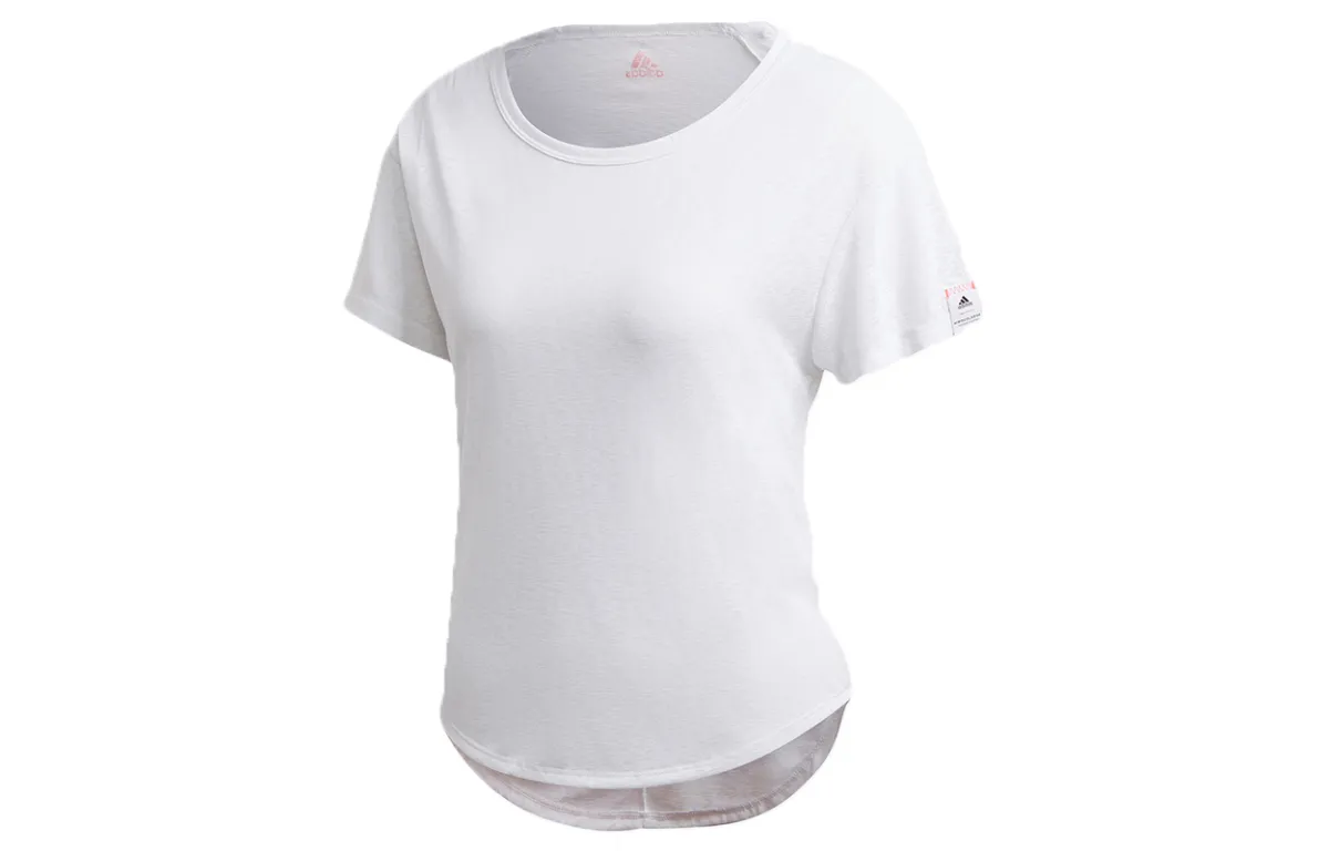 Adidas T-Shirts Women's White Crew Neck Moderate Mock Two-Piece