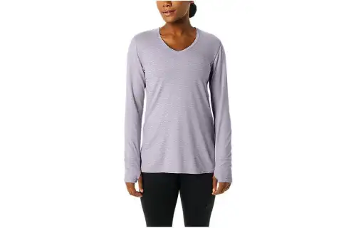 ASICS T Shirts Women's Purple V Neck Moderate Straight Fit