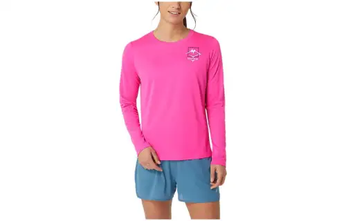 ASICS FUJITRAIL T Shirts Women's Pink Crew Neck Moderate Other