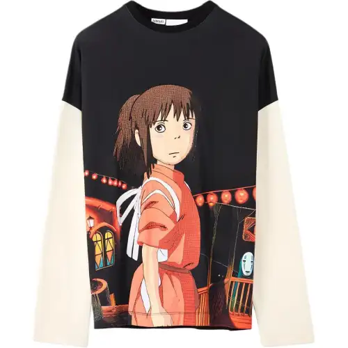 LOEWE Spirited Away T Shirts Women's Black Crew Neck Moderate
