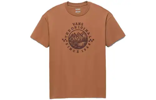 Vans T Shirts Women's Mocha Crew Neck Moderate Straight Fit