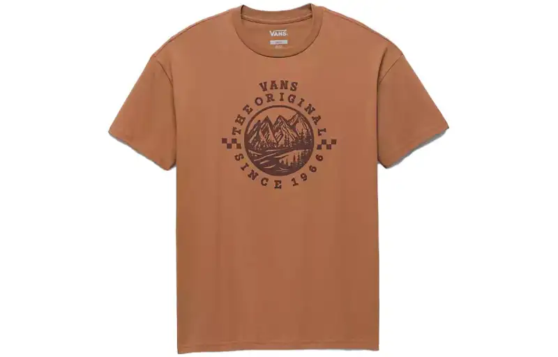 Vans T Shirts Women's Mocha Crew Neck Moderate Straight Fit