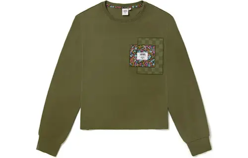 Vans Liberty Fabrics T Shirts Women's Green Crew Neck Moderate Straight Fit