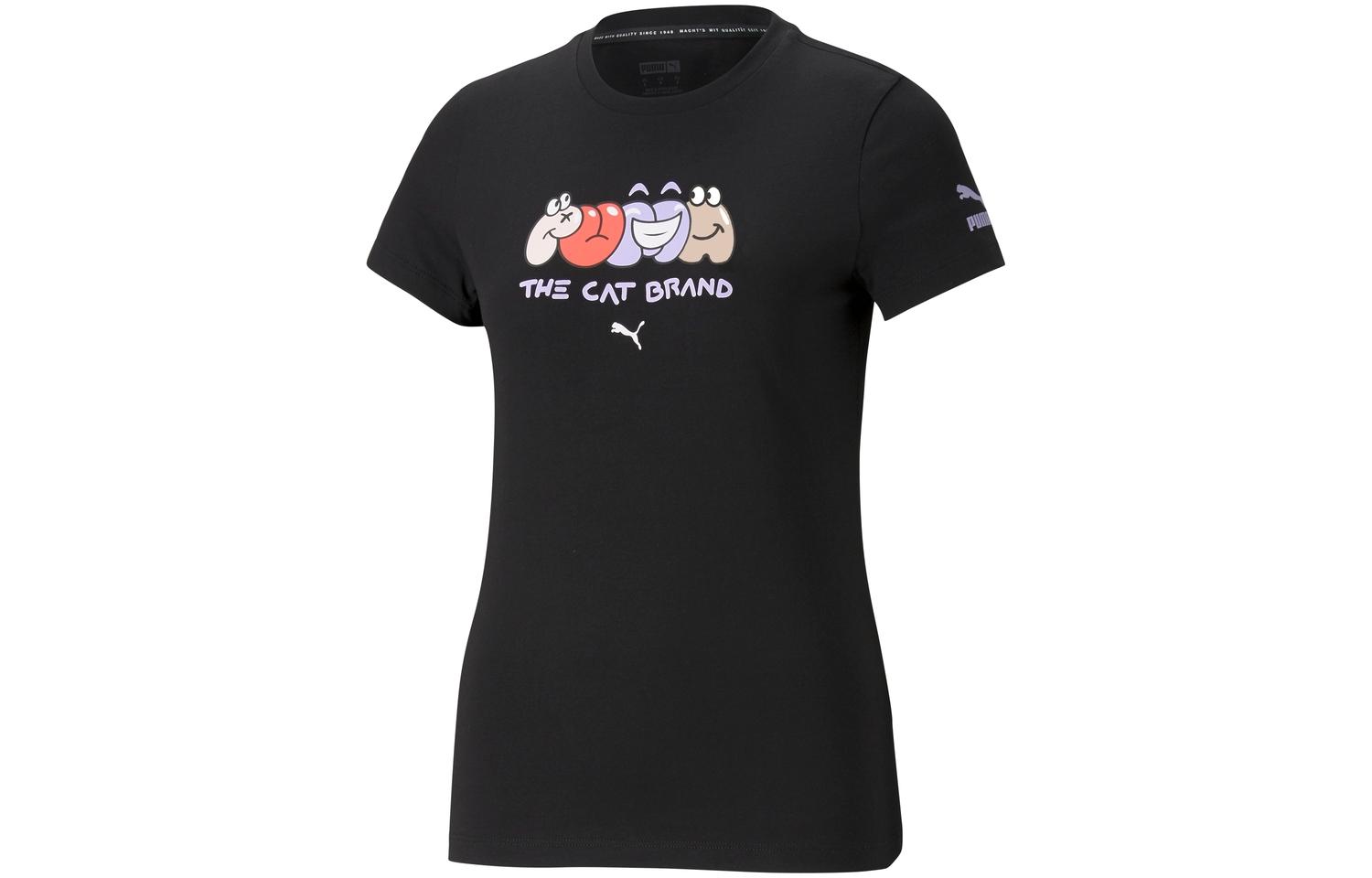 PUMA ESSENTIALS T Shirts Women's Black Crew Neck Moderate Straight Fit