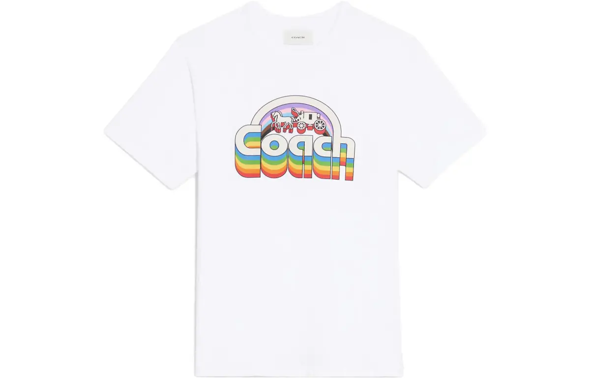 COACH T-Shirts Women's White Crew Neck Moderate Straight Fit