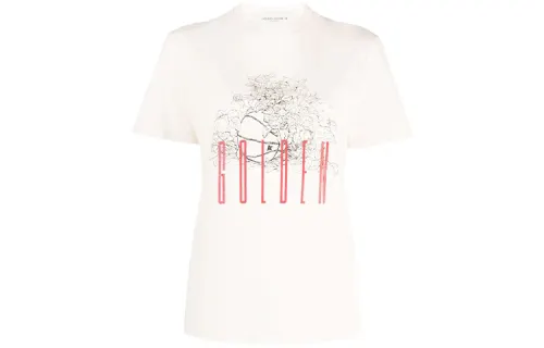 Golden Goose T Shirts Women's White Crew Neck Moderate