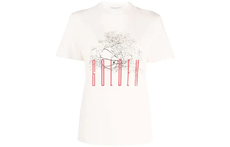 Golden Goose T Shirts Women's White Crew Neck Moderate