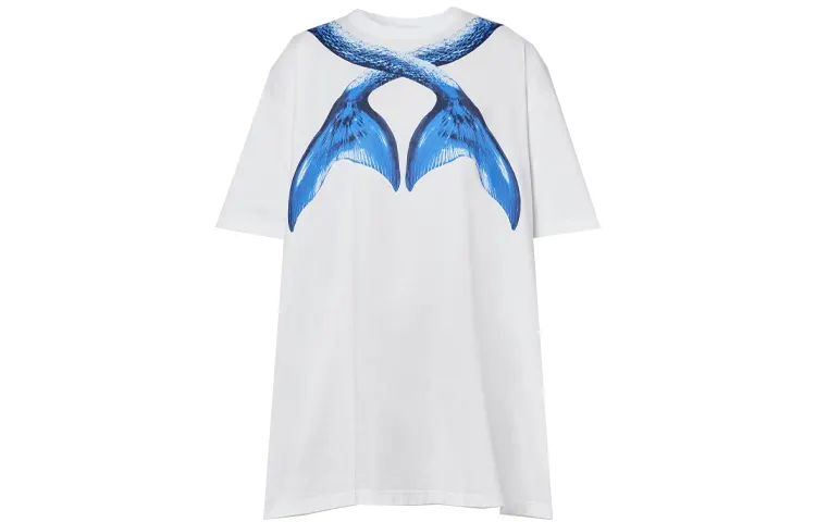Burberry Oversized Mermaid Tail Print Cotton T Shirt 'White'