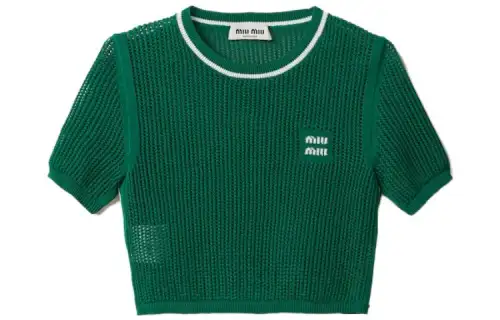 MIU MIU T Shirts Women's Green Crew Neck Moderate Straight Fit