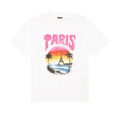 Balenciaga Paris Tropical T Shirt Medium Fit White/Pink