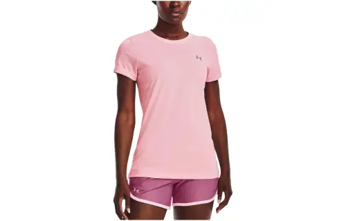 Under Armour T Shirts Women's Pink Crew Neck Moderate Straight Fit
