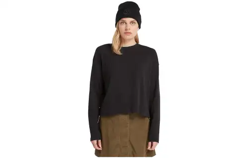 Timberland T Shirts Women's Black Crew Neck Moderate Straight Fit