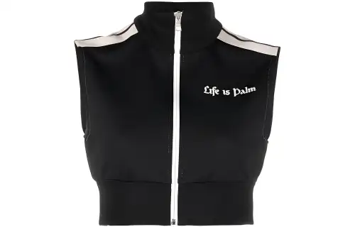 Palm Angels logo-print cropped gilet