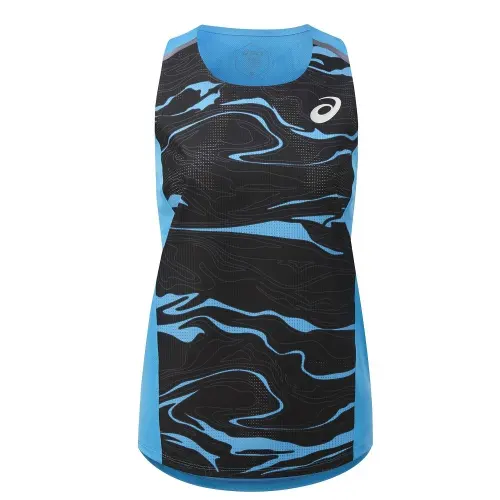 ASICS Tank Tops Women's Blue Crew Neck Moderate Racerback