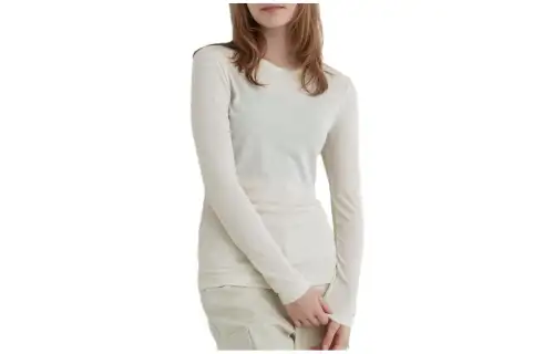 UNIQLO T Shirts Women's Ivory Crew Neck Thin Straight Fit