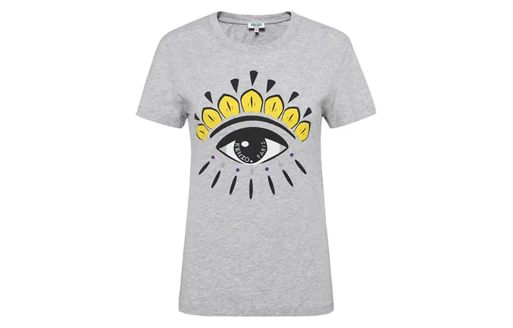 KENZO T Shirts Women's Light Gray Crew Neck Moderate Straight Fit