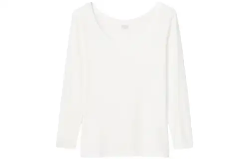 UNIQLO T Shirts Women's Pearl White Crew Neck Moderate Straight Fit