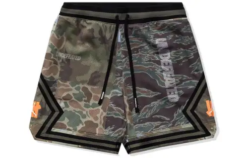 Jordan X UNDEFEATED joint model Jordan clothing series Jordan Brand×UNDEFEATED joint capsule series Logo printed camouflage drawstring mesh sports shorts US version men's military green