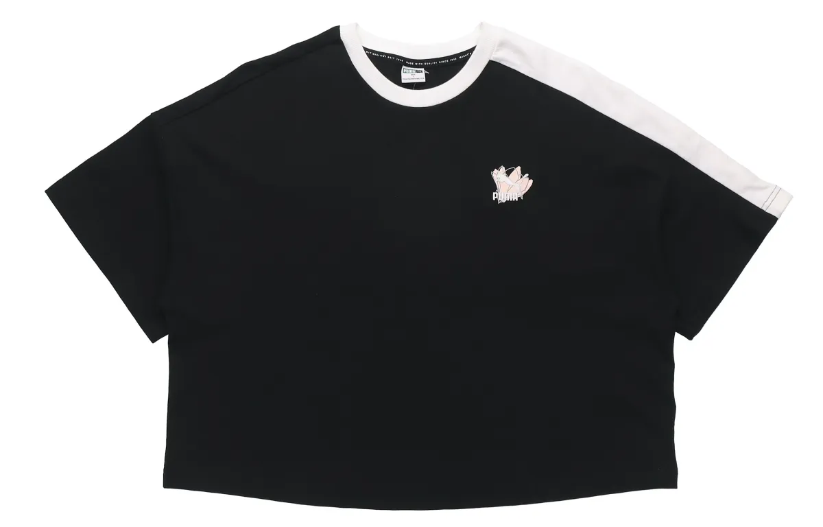 PUMA T-Shirts Women's Black Crew Neck Moderate Straight Fit