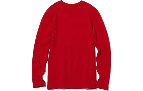 UNIQLO T Shirts Women's Coral Red Crew Neck Straight Fit