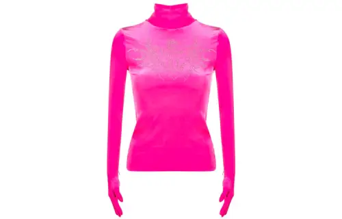 Vetements T Shirts Women's Pink Turtleneck Moderate Straight Fit