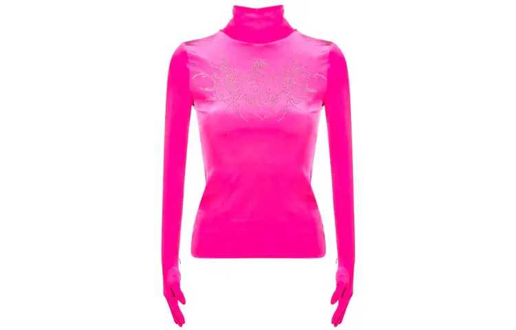 Vetements T Shirts Women's Pink Turtleneck Moderate Straight Fit