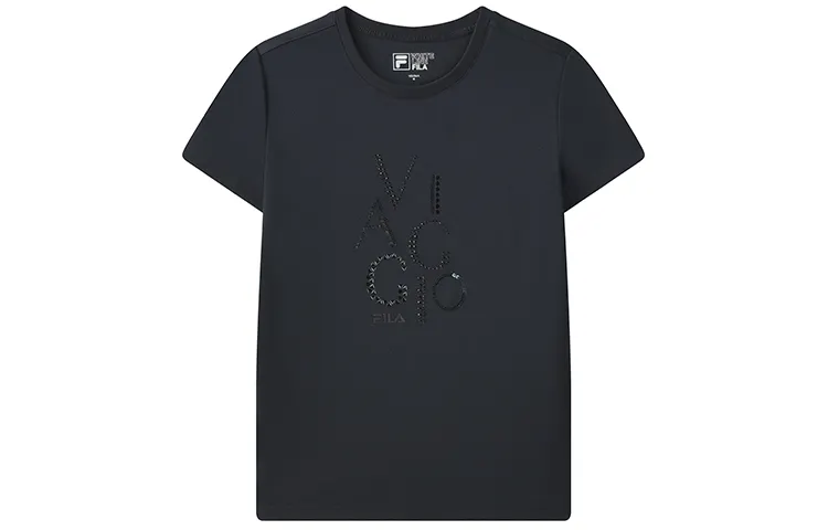 FILA T Shirts Women's Legend Blue Crew Neck Moderate Straight Fit