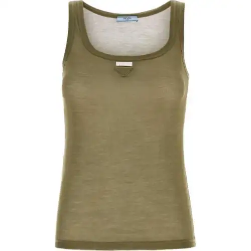 PRADA Triangle Appliqué Sleeveless Top