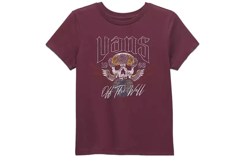 Vans T Shirts Women's Red Crew Neck Moderate Straight Fit