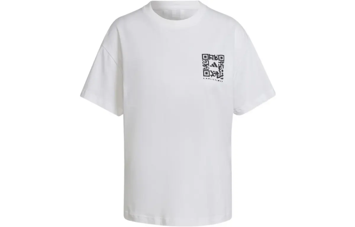 Adidas T-Shirts Women's White Crew Neck Moderate Straight Fit