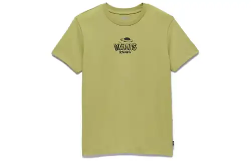 Vans T Shirts Women's Green Crew Neck Moderate Straight Fit