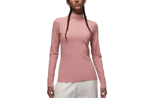 Jordan T Shirts Women's Pink Turtleneck Moderate Straight Fit