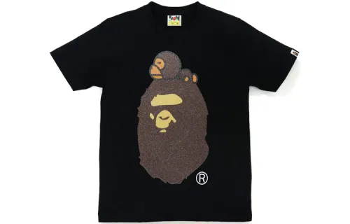 A BATHING APE Family Bag Milo On Apehead T Shirt Black