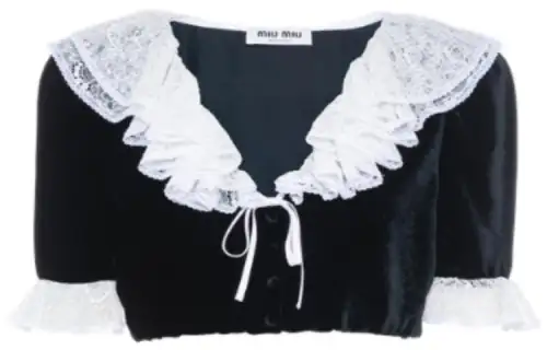 MIU MIU Crop Tops Women's Black V Neck Moderate