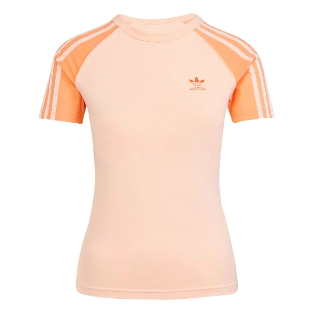 Adidas Women's Adicolor 3 Stripes Raglan Slim T Shirt Glow Pink