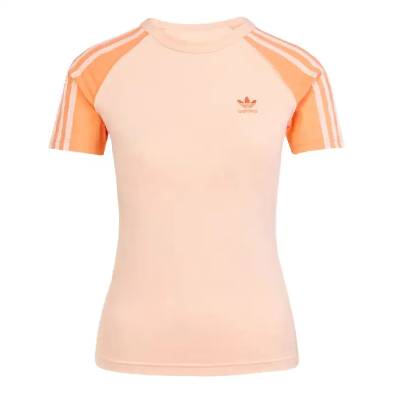 Adidas Women's Adicolor 3 Stripes Raglan Slim T Shirt Glow Pink