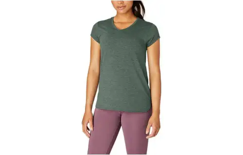ASICS HEATHER VNECK T Shirts Women's Dark Green V Neck Moderate Straight Fit