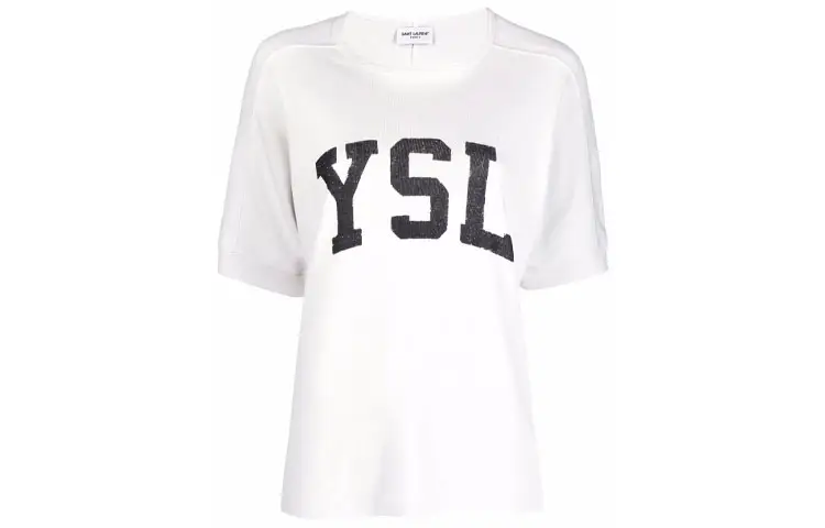 SAINT LAURENT T Shirts Women's White Crew Neck Moderate Straight Fit