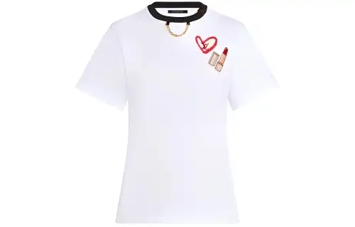 LOUIS VUITTON New Quarterly Products Of LV T Shirts Women's White Crew Neck Moderate Straight Fit