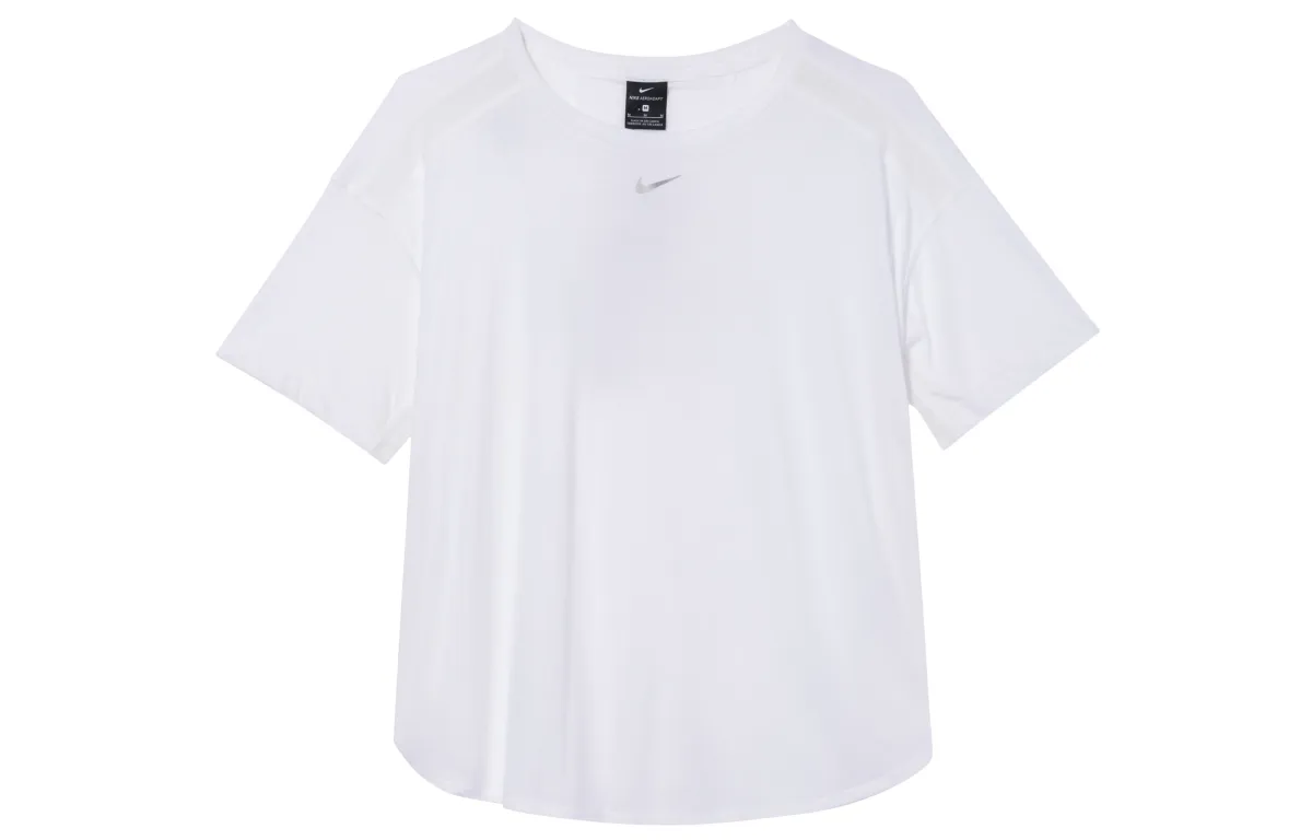 Nike T-Shirts Women's White Crew Neck Moderate Straight Fit