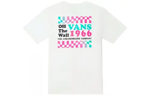 Vans T Shirts Women's White Crew Neck Moderate Straight Fit