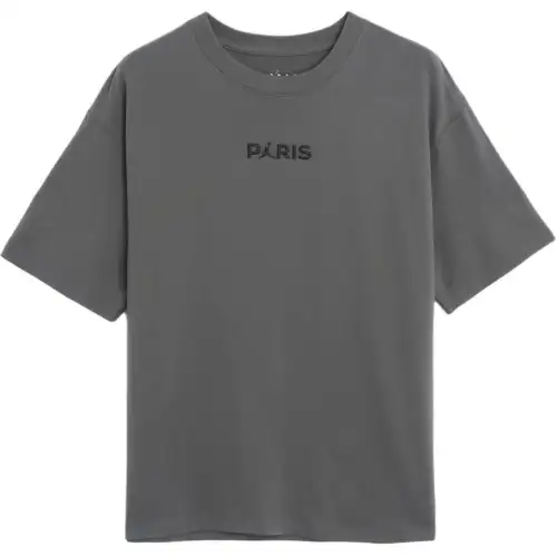 Jordan Paris Saint Germain T Shirts Women's Iron Gray Crew Neck Moderate Straight Fit