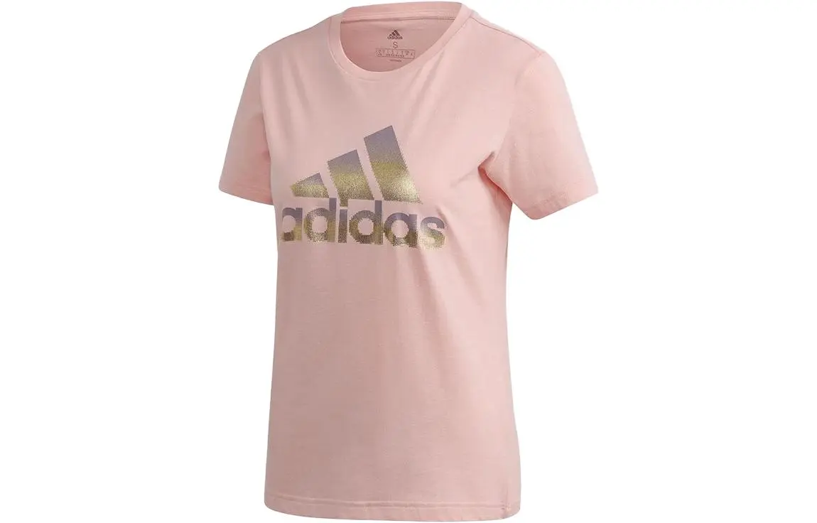 Adidas T-Shirts Women's Pink Crew Neck Moderate Straight Fit