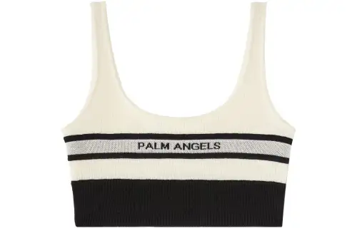 PALM ANGELS Intarsia-knit Logo Bra Top