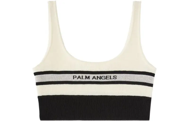 PALM ANGELS Intarsia-knit Logo Bra Top