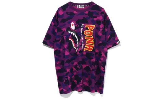 Bape Color Camo Shark Wide Fit Tee Purple