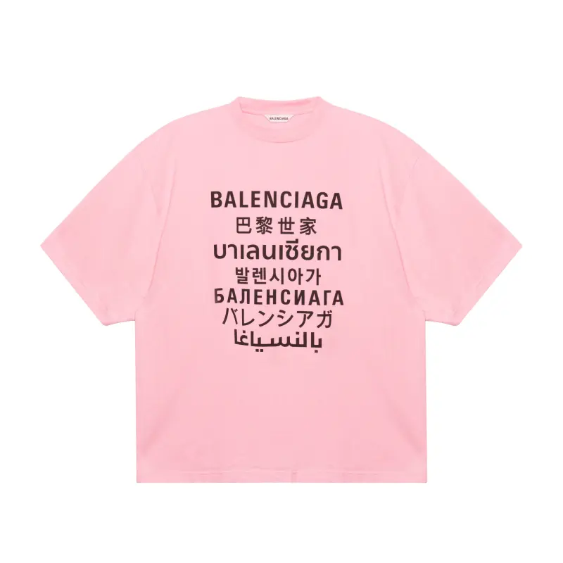 Balenciaga Languages Oversized T Shirt 'Pink/Black'