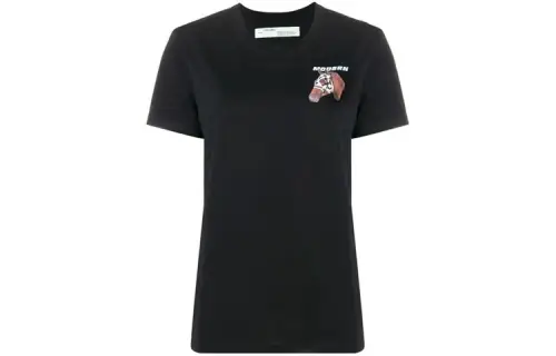 OFF WHITE SS22 T Shirts Women's Black Crew Neck Moderate Straight Fit