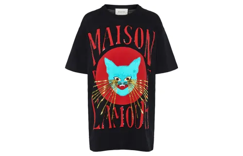GUCCI Drop Shoulder Sleeve T Shirt Women's Black